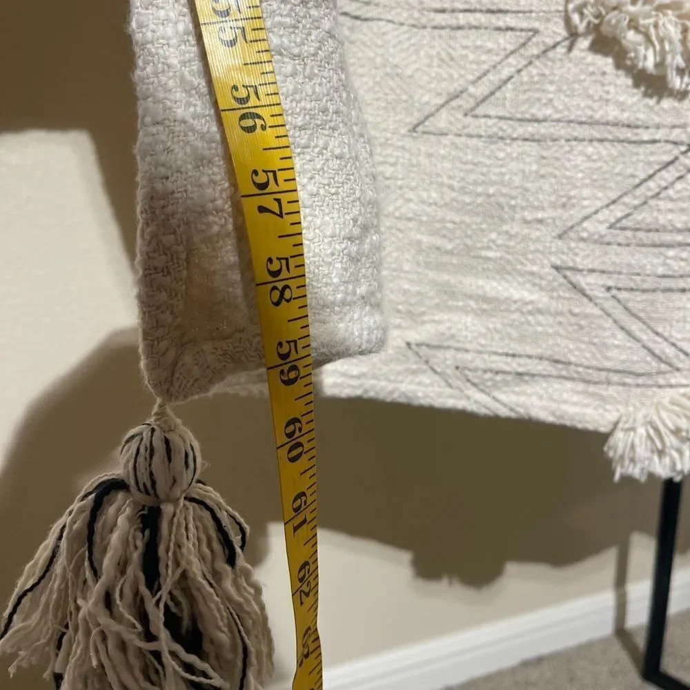 Urban Outfitters Cream Geometric Throw Blanket